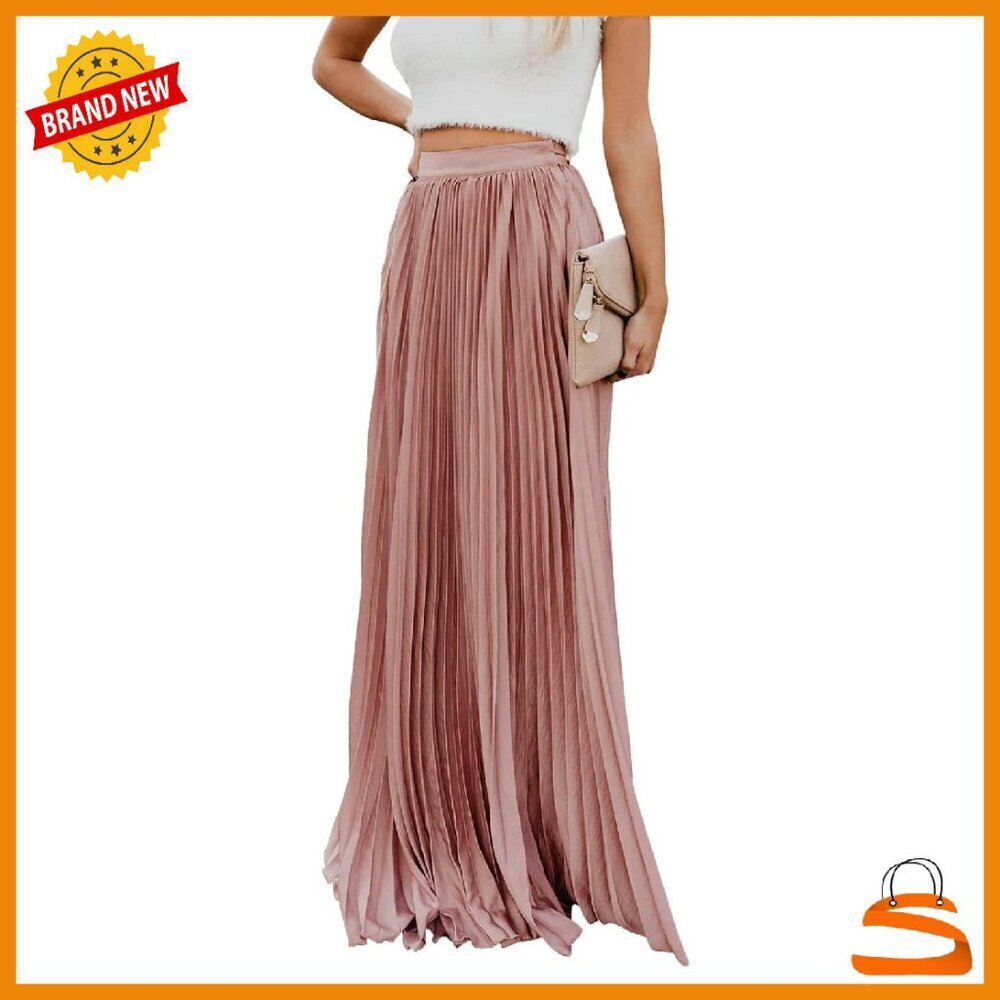 High Waist Pleated Chiffon Maxi Skirt with Pockets - Lightweight & Flowy